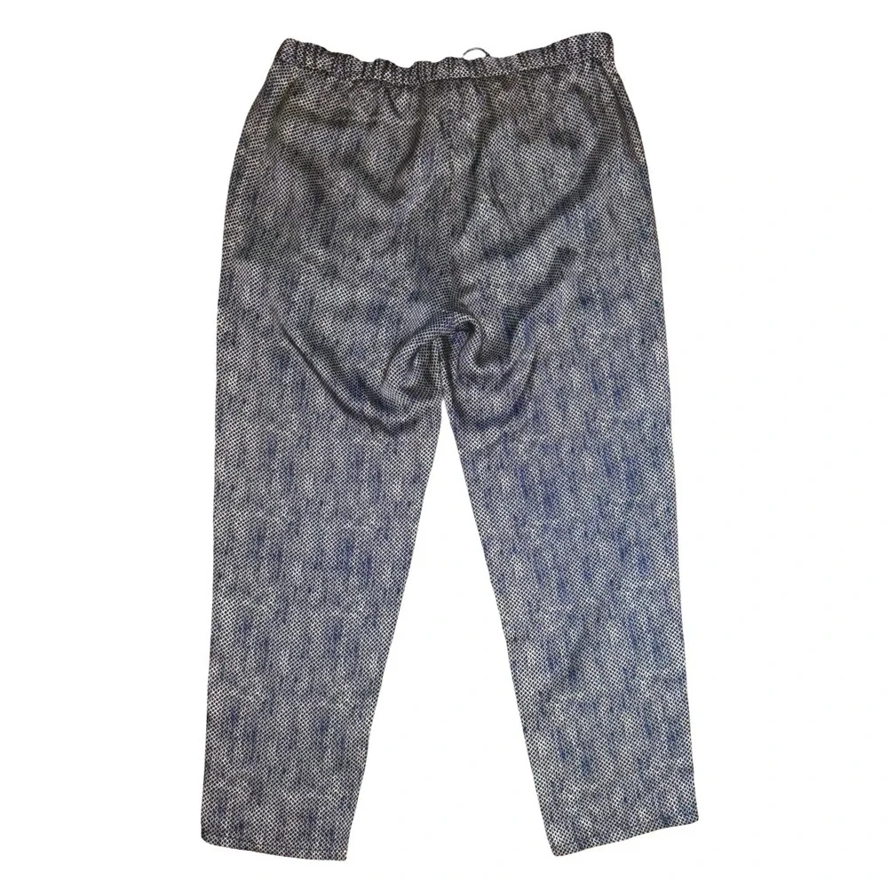 Eileen Fisher Silk Ankle Pants Small Midnight Chainette Print Pull On